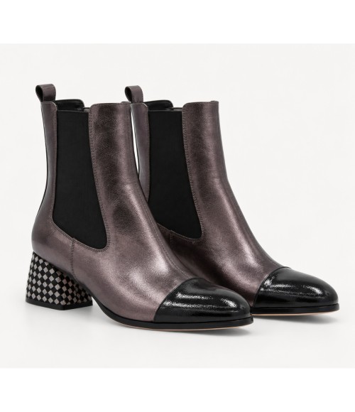 Botin Plomo Elastico Tacon Texturado Montevita 105418