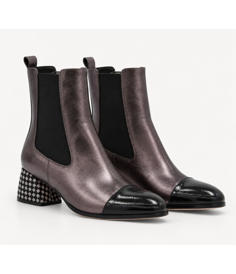 Botin Plomo Elastico Tacon Texturado Montevita 105418