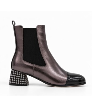 Botin Plomo Elastico Tacon Texturado Montevita 105418