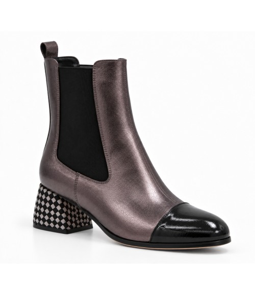 Botin Plomo Elastico Tacon Texturado Montevita 105418