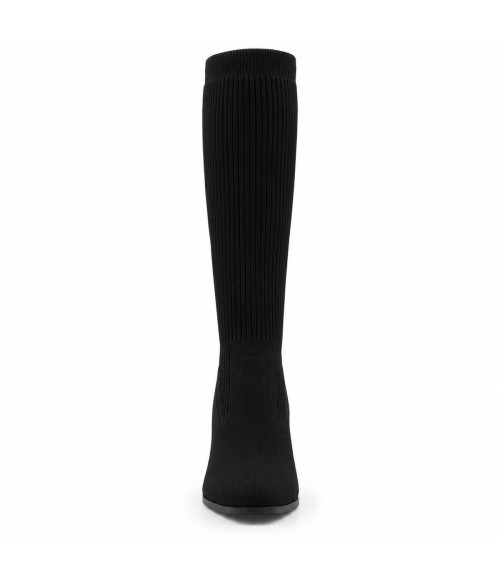 Bota Alta Calcetin Negra Tacon Ancho Montevita 105364
