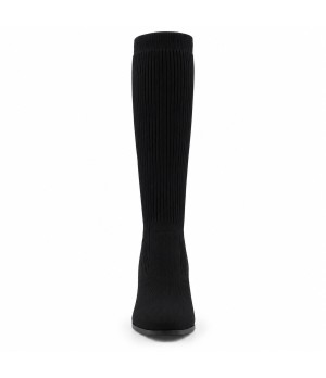 Bota Alta Calcetin Negra Tacon Ancho Montevita 105364