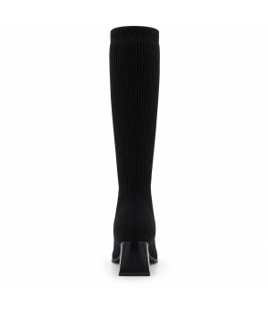 Bota Alta Calcetin Negra Tacon Ancho Montevita 105364