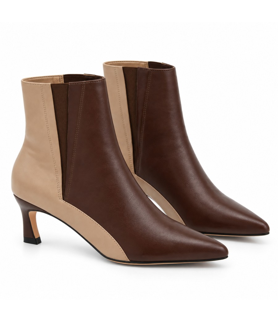 Botin Marron Bicolor Tacon Fino Elastico Montevita 105389