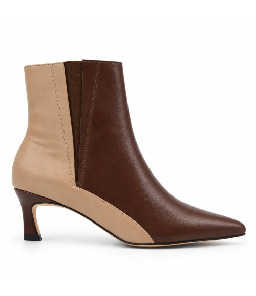 Botin Marron Bicolor Tacon Fino Elastico Montevita 105389