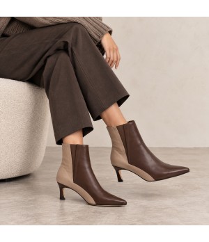 Botin Marron Bicolor Tacon Fino Elastico Montevita 105389