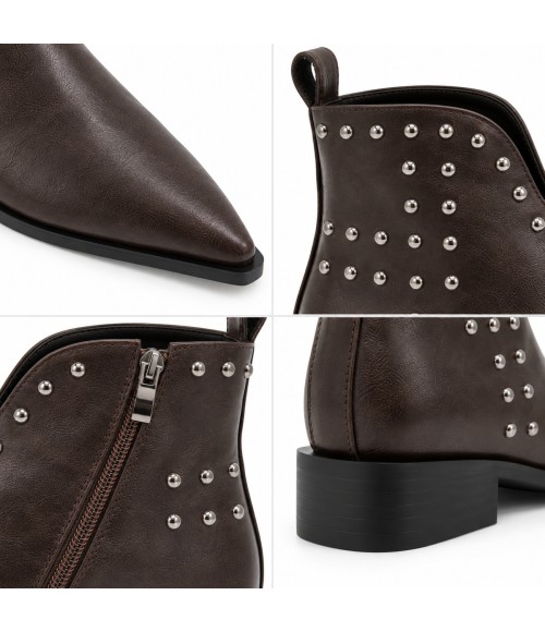 Botin Marron con Tachas y Punta Fina Montevita 105391