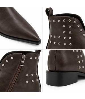 Botin Marron con Tachas y Punta Fina Montevita 105391