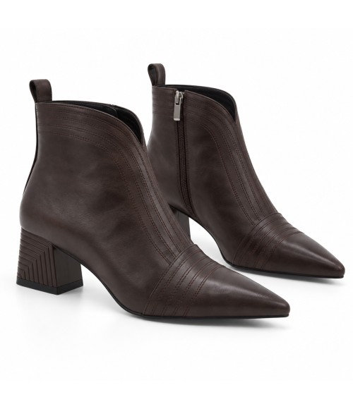 Botin Marron Tacon Ancho Cremallera Interior Montevita 105395