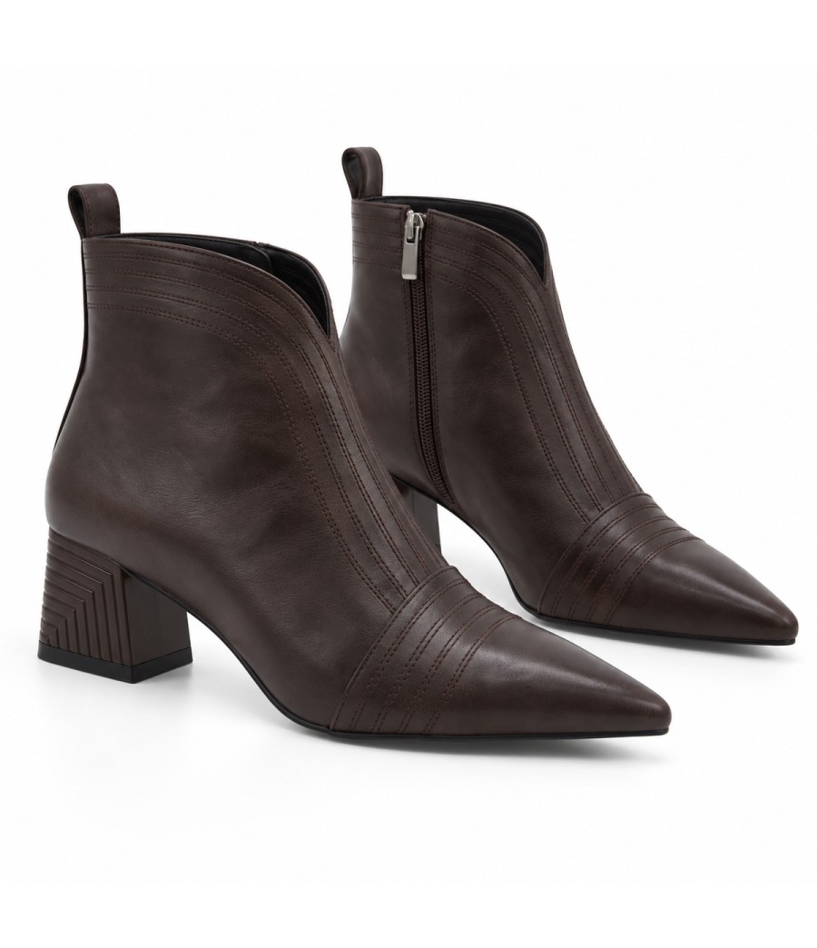 Botin Marron Tacon Ancho Cremallera Interior Montevita 105395