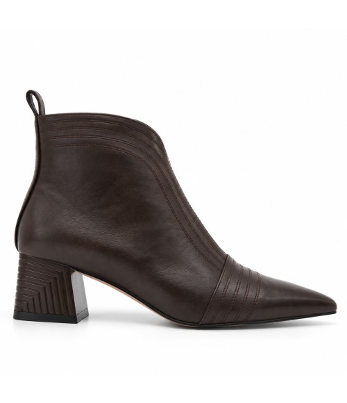 Botin Marron Tacon Ancho Cremallera Interior Montevita 105395