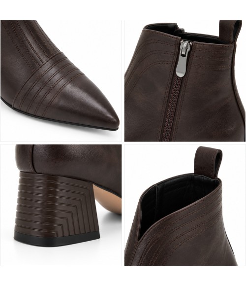 Botin Marron Tacon Ancho Cremallera Interior Montevita 105395