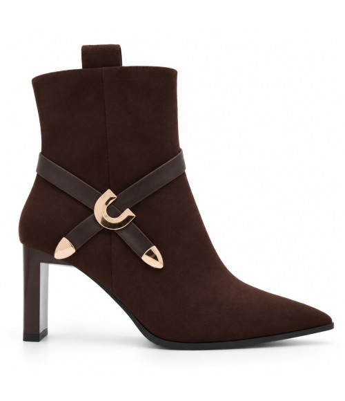 Botin Marron Tacon con Hebilla Dorada Montevita 105396