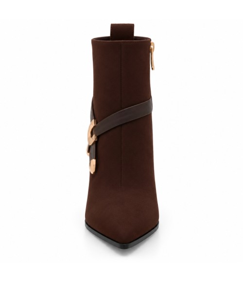 Botin Marron Tacon con Hebilla Dorada Montevita 105396