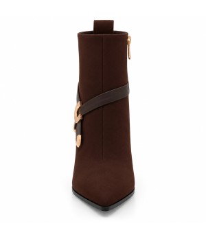 Botin Marron Tacon con Hebilla Dorada Montevita 105396