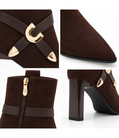 Botin Marron Tacon con Hebilla Dorada Montevita 105396