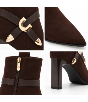 Botin Marron Tacon con Hebilla Dorada Montevita 105396