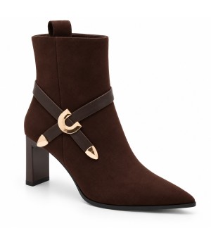 Botin Marron Tacon con Hebilla Dorada Montevita 105396