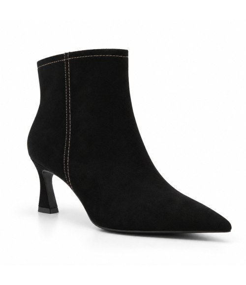 Botin Negro Ante Tacon Fino Cremallera Interior Montevita 105398