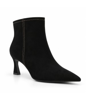 Botin Negro Ante Tacon Fino Cremallera Interior Montevita 105398