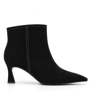 Botin Negro Ante Tacon Fino Cremallera Interior Montevita 105398