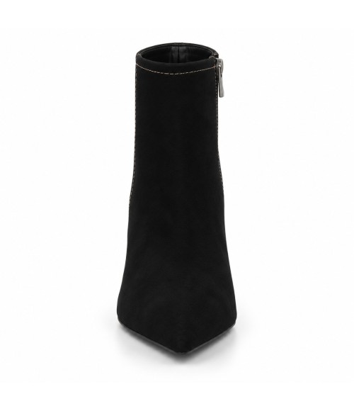 Botin Negro Ante Tacon Fino Cremallera Interior Montevita 105398