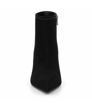 Botin Negro Ante Tacon Fino Cremallera Interior Montevita 105398