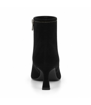 Botin Negro Ante Tacon Fino Cremallera Interior Montevita 105398