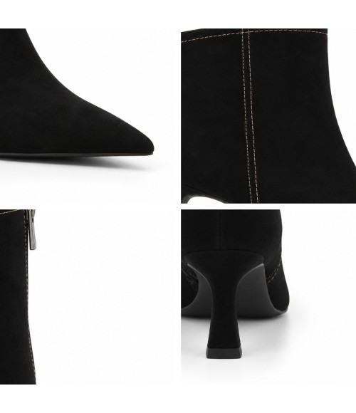 Botin Negro Ante Tacon Fino Cremallera Interior Montevita 105398