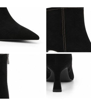 Botin Negro Ante Tacon Fino Cremallera Interior Montevita 105398