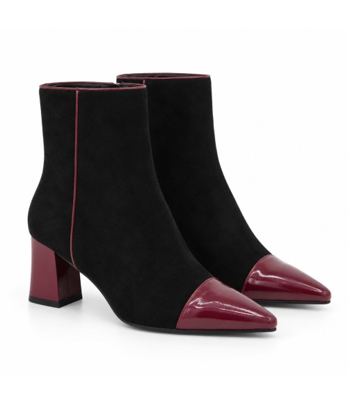 Botin Negro Burdeos Tacon Ancho Cremallera Montevita 105400