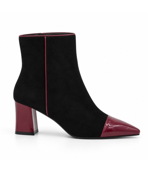 Botin Negro Burdeos Tacon Ancho Cremallera Montevita 105400