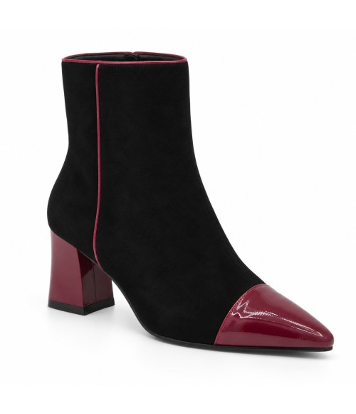 Botin Negro Burdeos Tacon Ancho Cremallera Montevita 105400