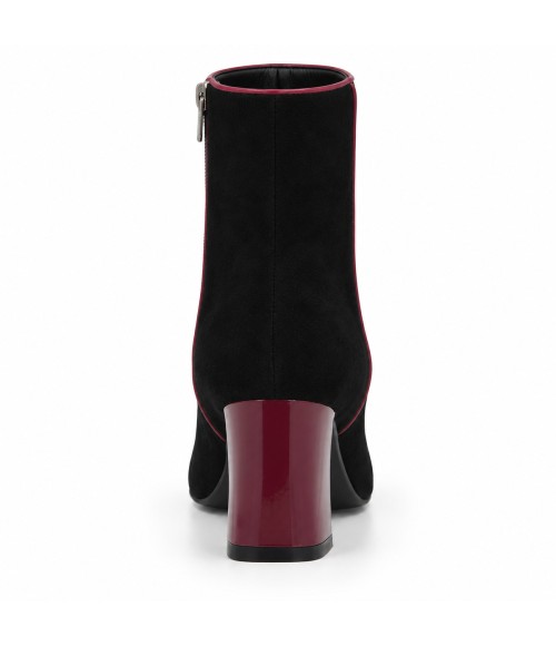 Botin Negro Burdeos Tacon Ancho Cremallera Montevita 105400