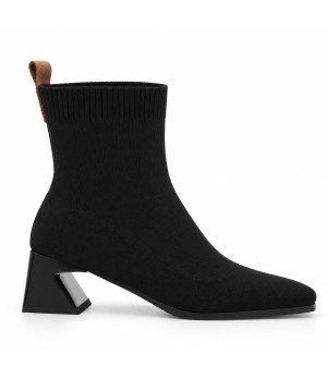 Botin Negro Calcetin Tacon Geometrico Montevita 105401