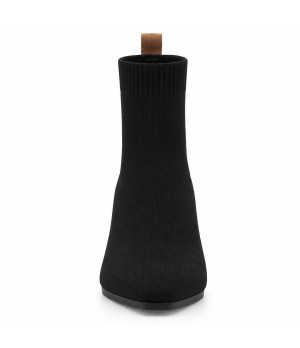 Botin Negro Calcetin Tacon Geometrico Montevita 105401