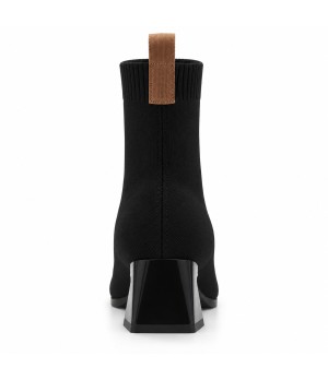 Botin Negro Calcetin Tacon Geometrico Montevita 105401