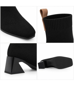 Botin Negro Calcetin Tacon Geometrico Montevita 105401