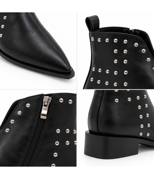 Botin Negro con Tachas y Punta Fina Montevita 105404