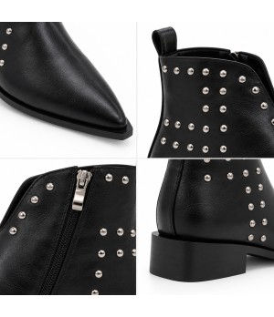 Botin Negro con Tachas y Punta Fina Montevita 105404