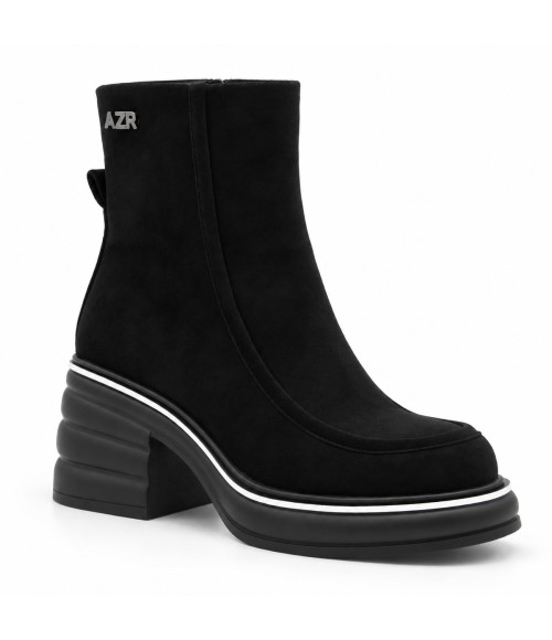 Botin Negro Plataforma Tacon Ancho Moderno Montevita 105407