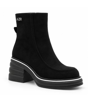 Botin Negro Plataforma Tacon Ancho Moderno Montevita 105407