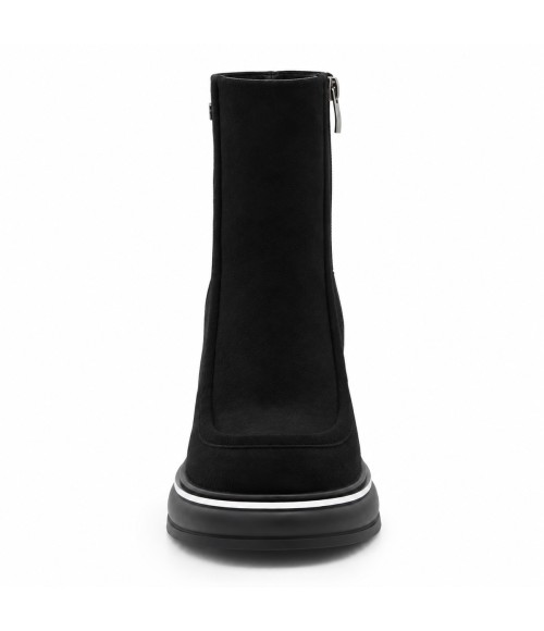 Botin Negro Plataforma Tacon Ancho Moderno Montevita 105407