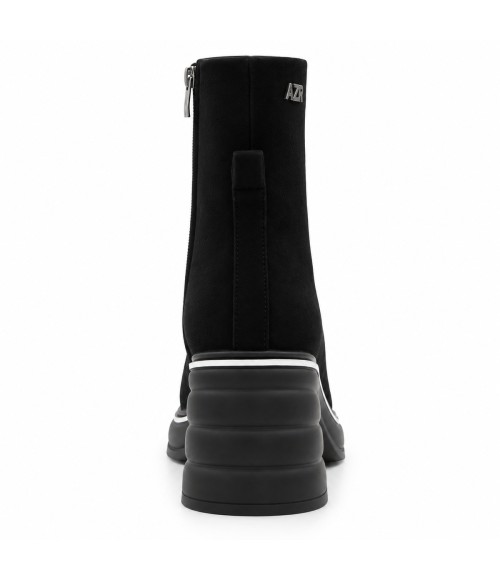 Botin Negro Plataforma Tacon Ancho Moderno Montevita 105407