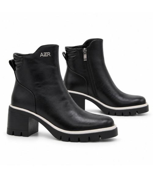 Botin Negro Suela Track Tacon Medio Montevita 105411