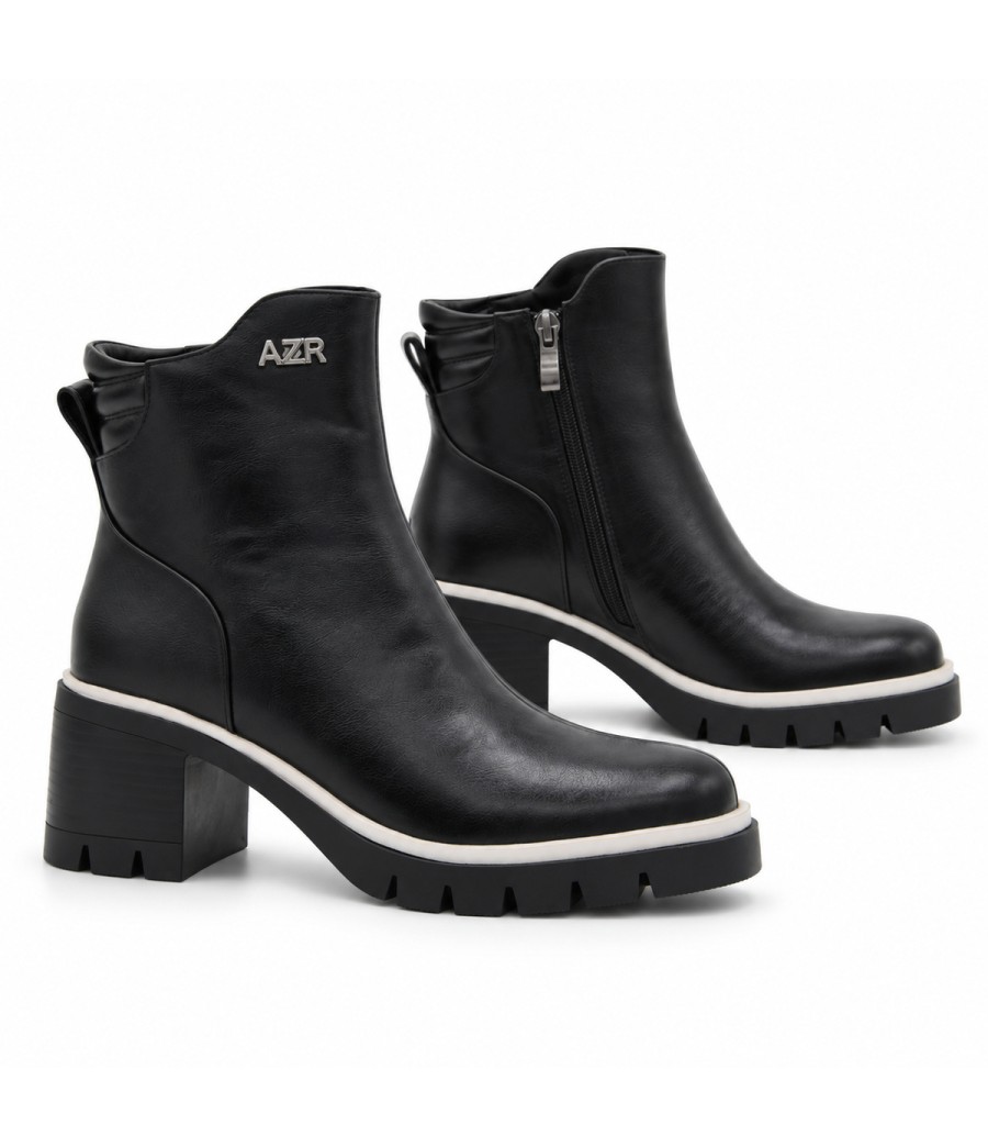 Botin Negro Suela Track Tacon Medio Montevita 105411