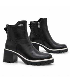 Botin Negro Suela Track Tacon Medio Montevita 105411