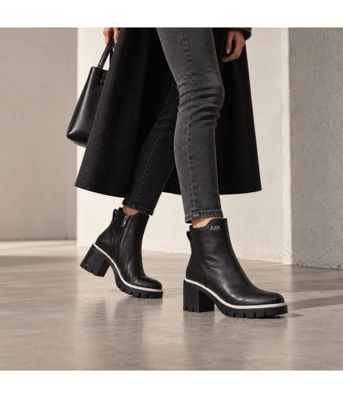 Botin Negro Suela Track Tacon Medio Montevita 105411