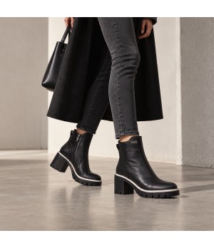Botin Negro Suela Track Tacon Medio Montevita 105411
