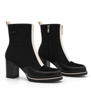 Botin Negro Tacon Alto Contraste Cremallera Montevita 105413
